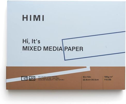 HIMI Mix Media Paper Pad 9X12''(180g/m²) 90 Sheets Mix Paper Pad, Side Wire Bound, Fine Texture, in Gouache Acrylic Art Pad for Sketching, Ink Sketch Book, Art Supplies Drawing Pad Gift (Blue) in Kuwait