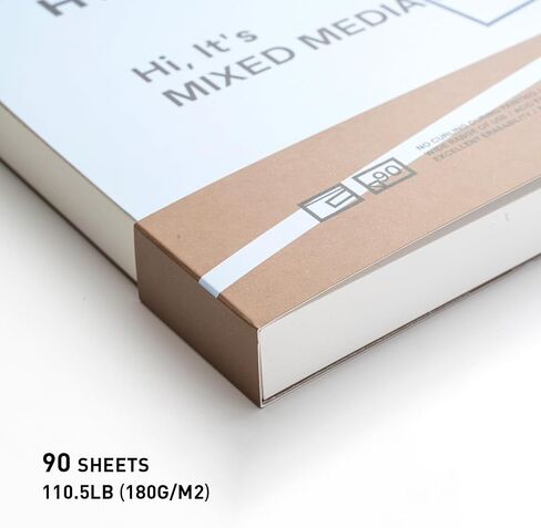 HIMI Mix Media Paper Pad 9X12''(180g/m²) 90 Sheets Mix Paper Pad, Side Wire Bound, Fine Texture, in Gouache Acrylic Art Pad for Sketching, Ink Sketch Book, Art Supplies Drawing Pad Gift (Blue) in Kuwait