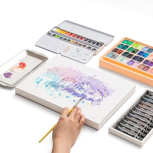 HIMI Mix Media Paper Pad 9X12''(180g/m²) 90 Sheets Mix Paper Pad, Side Wire Bound, Fine Texture, in Gouache Acrylic Art Pad for Sketching, Ink Sketch Book, Art Supplies Drawing Pad Gift (Blue) in Kuwait