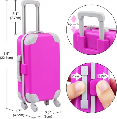 ZITA ELEMENT 24 Pcs 18 Inch Girl Doll Accessories Suitcase Luggage Travel Set Including 18 Inch Doll Clothes Luggage Pillow Blindfold Sunglasses Camera Computer Cell Phone Ipad and Other Stuff in Kuwait
