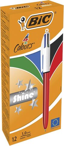 BIC 4 COLORS SHEAN POINT PENS POINT (1.0 مم) - برميل ذهبي معدني ، مربع 12 in Saudi Arabia