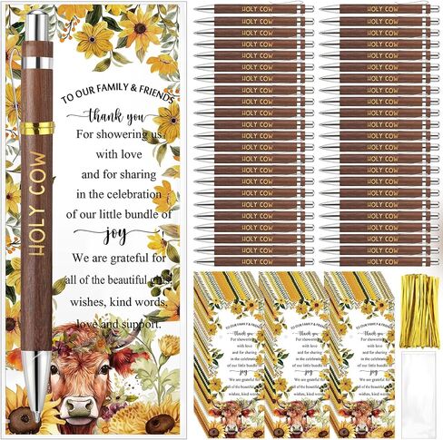 50 مجموعة هدايا حزب البقر البقر للطفل بالجملة للضيوف تشمل 50 من Holy Cow Bamboo Pens 50 مرجعية مرجعية للحفلات هدايا عودة للضيوف ، شكرًا لك على الإمداد بين الجنسين. in Saudi Arabia