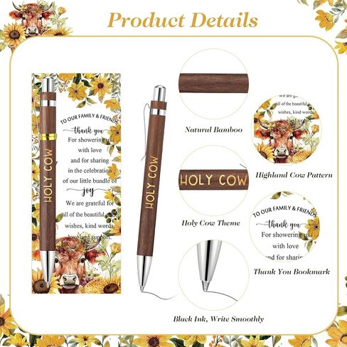 50 مجموعة هدايا حزب البقر البقر للطفل بالجملة للضيوف تشمل 50 من Holy Cow Bamboo Pens 50 مرجعية مرجعية للحفلات هدايا عودة للضيوف ، شكرًا لك على الإمداد بين الجنسين. in Saudi Arabia