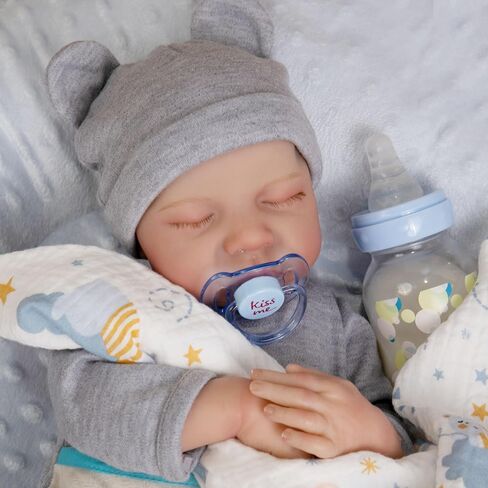 Milidool Realistic Reborn Baby Doll (Liam) - 17-Inch Full Vinyl Body, Hand-Painted Details, Poseable Baby Boy with Feeding Kit - Toy Figure for Children 3+ in Saudi Arabia