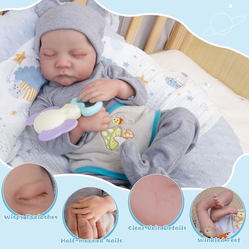 Milidool Realistic Reborn Baby Doll (Liam) - 17-Inch Full Vinyl Body, Hand-Painted Details, Poseable Baby Boy with Feeding Kit - Toy Figure for Children 3+ in Saudi Arabia