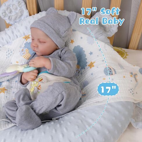 Milidool Realistic Reborn Baby Doll (Liam) - 17-Inch Full Vinyl Body, Hand-Painted Details, Poseable Baby Boy with Feeding Kit - Toy Figure for Children 3+ in Saudi Arabia