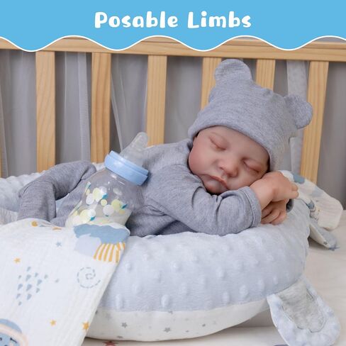 Milidool Realistic Reborn Baby Doll (Liam) - 17-Inch Full Vinyl Body, Hand-Painted Details, Poseable Baby Boy with Feeding Kit - Toy Figure for Children 3+ in Saudi Arabia