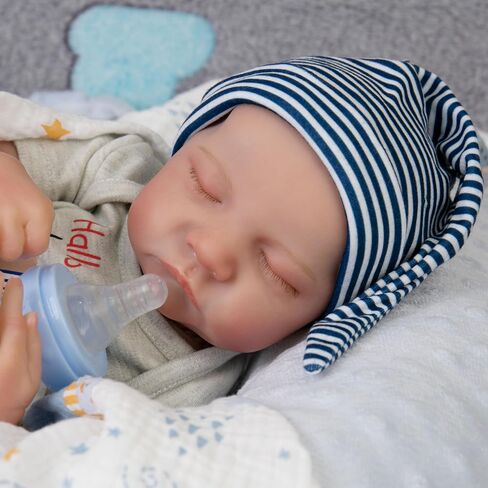 Milidool Realistic Reborn Baby Doll (Liam) - 17-Inch Full Vinyl Body, Hand-Painted Details, Poseable Baby Boy with Feeding Kit - Toy Figure for Children 3+ in Saudi Arabia
