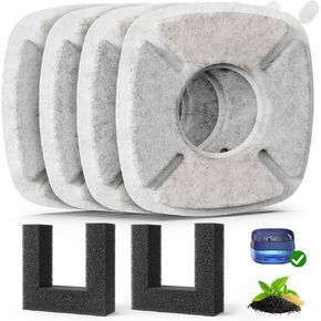 Fountain Fountain Filters Ploters ملاءمة لـ 135oz/4L Dog Water Fountain ، 8 Pack Cat Water Fountain Fountain Fountain (8 مرشحات+4 إسفنجية)
