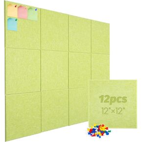 Large Cork Board Alternative, 12 Pack Felt Board with Safe Removable Adhesive Tabs Felt Wall Tiles, Large Cork Boards for Walls, Cork Board for Home Office, Pin Boards for Walls, Stripe Black