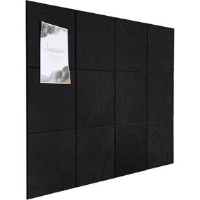 Large Cork Board Alternative, 12 Pack Felt Board with Safe Removable Adhesive Tabs Felt Wall Tiles, Large Cork Boards for Walls, Cork Board for Home Office, Pin Boards for Walls, Stripe Black