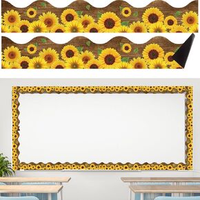 Capoda 12 Pcs Magnetic Sunflower Borders Classroom Decorations 11.8 x 2 Inch Sunflower Bulletin Board Magnet Garland Borders for Summer Back to School Classroom Decor
