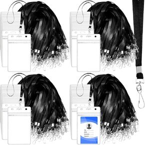 Harloon 300 Pack Clear ID Badge Holder with Lanyard 2.75 x 4.53 Inch Bulk Waterproof Vertical Card Holders with Flat Neck Lanyards and Swivel Hooks for Cruise, School, Office Supplies(Blue)