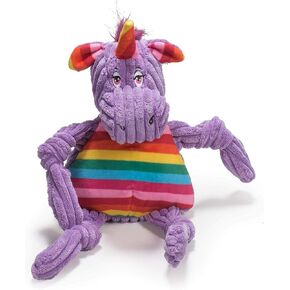 HuggleHounds Knotties Plush Dog Toy- Squeaky Interactive Puppy Toys- Soft Yet Tough, Reinforced, Durable Stuffed Pet plush Toy for All Breeds and Ages- for Large and XL Dogs- Large Unicorn.
