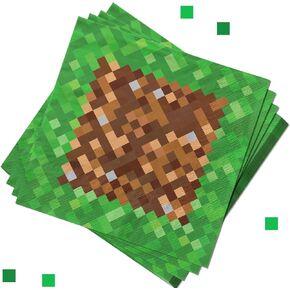 Lidmada 50Pcs Pixel Party Napkins,Video Game Party Supplies 6.5 Inch Luncheon Napkins for Kids Birthday Party Tableware Decorations