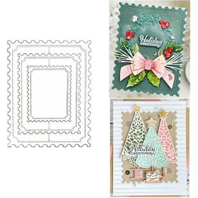 3pcs/Set Rectangle Postage Stamp Metal Die Cuts,Rectangular Photo Tag Frame Cutting Dies Cut Stencils for DIY Photo Decorative Embossing Paper Dies for Scrapbooking Card Making