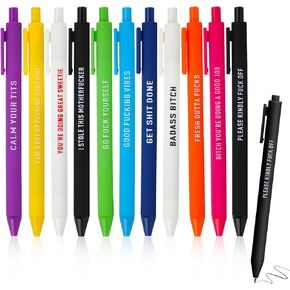 Funny Swear Word Ballpoint Pen Set, Inspirational Nurse Pen Bulk, Retractable Black Ink Pen - Novelty Motivational Pens with Colorful Quotes for Office, Coworkers, and Students (Multicolor-1Set)