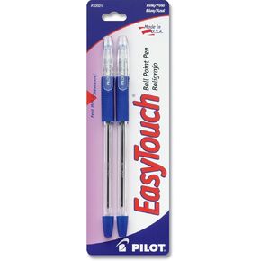 PILOT EasyTouch Ball Point Stick Pens, Fine Point, 2-Pack, Blue Ink (32021)