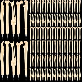 Halloween Bone Pens Novelty Bone Shape Ballpoint Pens Black Ink 1.0 mm Finger Pen Skeleton Ballpoint Pen Creative Novelty Pens for Artist Doctor Nurse School Office Halloween Party (120 Pcs)