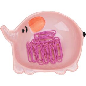Paper Clip Holders Ceramic Paperclip Holder Desktop, Paper Clip Dispenser Office Binder Clip Holder for Desk Cute Elephant Paper Clip Holder (Blue)