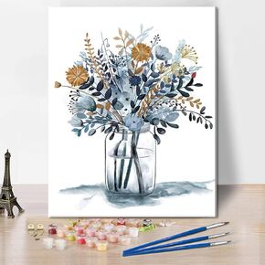 Flower Paint by Number, Paint by Numbers for Adults Kids Beginner, DIY Oil Painting by Numbers on Canvas with Brushes and Pigment for Kids Perfect Gifts - 16x20 Inch, without Framed