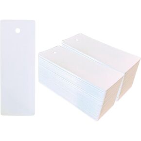 300 Blank White Cardstock Bookmarks with Pre-Punched Hole - Bulk Plain Bookmarks to Decorate, Arts and Crafts, Gift/Price Tags, School and DIY Projects (5.5" x 2") Made in USA