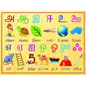 Tamil Alphabets Wall Sticker Set - Peel & Stick - Kindergarten Charts 18x24