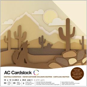 American Crafts 12x12 Card Stock Pack Neutrals, 60 Sheets Total 3 Sheets Of 20 Colors, Arts Crafts Supplies Celebration Paper Card Stock Colored Card Stock For Printer Card Stock Colored Paper