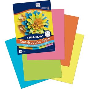 Tru-Ray Heavyweight Construction Paper, Hot Assorted Colors, 9" x 12", 50 Sheets