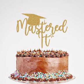 Mastered It Cake Topper, 2025 High School Graduation Cake Toppers, Class of 2025 College Graduation Party Decoration Supplies Gold Glittter