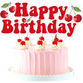كرز عيد ميلاد سعيد كعكة توبيبر كرز عيد ميلاد ديكورات حفلة عيد ميلاد أحمر الكرز اختيار مزدوج الجانبين طباعة حلوة الفاكهة ديكورات كعكة للبنات 1 من 2rd لحفل عيد الميلاد لوازم حفلة