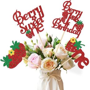 12 Pcs Berry 1st Birthday Centerpiece Sticks Berry First Birthday Decorations Strawberry Centerpieces for Tables Strawberry Birthday Decorations
