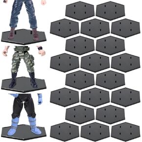 20 Pcs Action Figure Stands 6 Inch Plastic Action Figure Display Holder Black Action Figure Stand Base Multi Pegs Model Support Stand for 1/12 Scale (6")