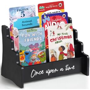 Yoto Card Holder, Large Yoto Card Storage Box with Three Compartments, Wooden Yoto Card Case, Wood Trading Deck Box Card Storage, Black