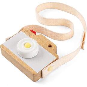 Bimi Boo Premium Wooden Baby Camera Toy with Detachable Strap - Perfect for Pretend Play and Aesthetic Retro Photographed Props
