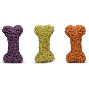 HuggleHounds Plush Bone Dog Toy - Dog Fuzzy Bone Toy, Fuzzy Dog Toy, Soft Fleece, Durable Stuffed Dog Toy for Large Breeds, Puppies, Faux Sheepskin - 12" HuggleFleece Bones (3 Pack)