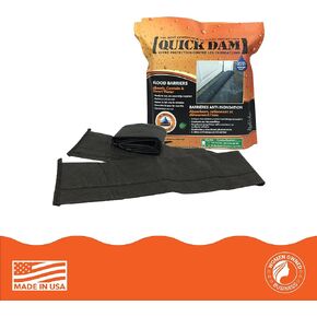 Quick Dam QD65-2 5' Barrier Water Flood Dam Bags, 2 Pack, Black