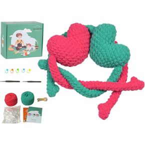 طقم الكروشيه TIQQHKIN للمبتدئين البالغين مع خيوط وملحقات خطاف DIY Supplies CORCHET GIFTS لمحبي الكروشيه مع دروس الفيديو خطوة بخطوة الحب عناق