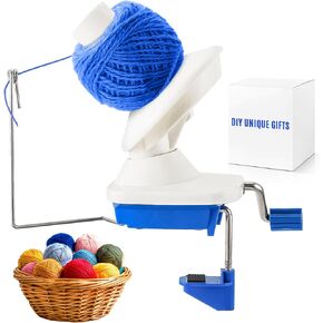 FLKQC Yarn Ball Winder, Hand-Operated Yarn Ball Winder Swift Yarn Winder, Yarn Cake Winder, Needlecraft Yarn Ball Winder Hand-Operated (Blue)