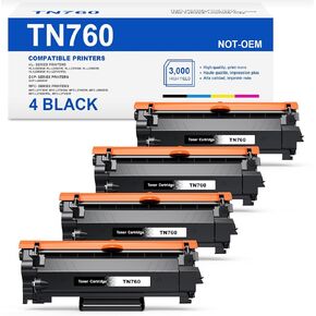 Skydo Compatible TN760 Toner Replacement for Brother TN 760 TN-760 TN730 Cartridge Use with MFC-L2710DW MFC-L2750DW HL-L2350DW HL-L2370DW HL-L2395DW HL-L2390DW DCP-L2550DW Printer (Tn760 4 Black)