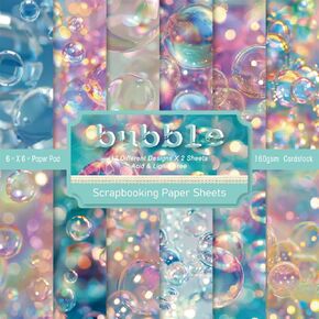 24 Sheets Colorful Bubble Pattern Paper, 6" x 6" Scrapbooking Supplies Paper Decorative Craft Paper for DIY Card Making Photo Album Junk Journal Décor