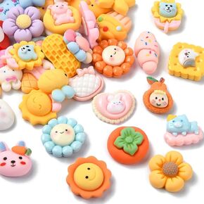 UR URLIFEHALL 100 Pcs Slime Charms Resin Carton Set Cabochons Mixed Lot Assorted Resin Flatback Cute Sets for Scrapbooking Embellishments Refrigerator Cup Decorations