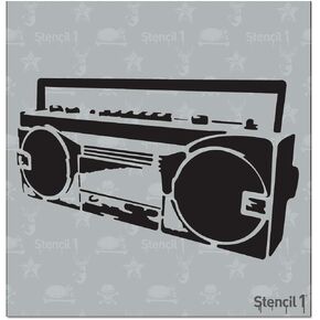Stencil1 Boombox Stencil 5.75" x 6" - Durable Quality Reusable Stencils for Drawing Painting - Music Stencil Urban Graffiti Decorating Items and Decor on Walls Fabric & Furniture Art Craft