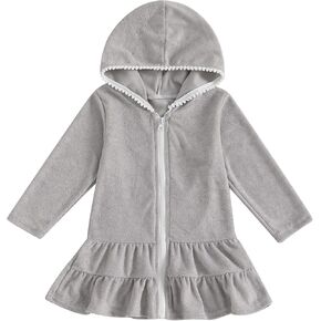 MAYUMMPY Kids Girl Swim Cover Up Swimsuit Zipper Beach Pool Bathing Suit Hoodie Dress Terry Coverup Swimwear