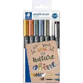 STAEDTLER 8321 TB10 metallic brush pens, wallet of 10 assorted colours