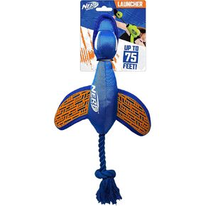 Nerf Dog Large Nylon Launching Duck, Blue/Orange
