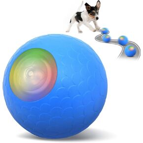 Petbobi Interactive Dog Toy Ball - 2025 Newly Upgraded Automatic Moving Dog Toys for Small Breeds, Motion Activated, USB Rechargeable, Durable Self Bouncing Puppy Ball with LED Lights, Blue