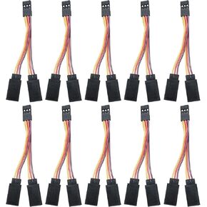 10Pcs Servo 1 Male to 2 Female Y Harness Leads Splitter Cable，JR/Futaba Style Servo Splitter Cable， Extension Wire for RC Models Car Airplane Helicopter Drone Boat