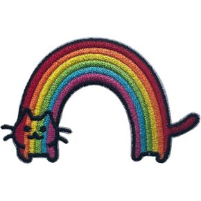 Rainbow Cat Patch, 3 Inches Sew On Iron On Patches Cat Embroidery Patches for Clothes Backpacks Hats Jeans Bags, Colorful Cats Embroidered Patches, Rainbow Patches, DIY Patch for Cat Lovers