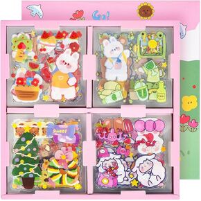 ملصقات سجل قصات Kawaii Cartoon Girl لـ Journaling 600 PCS 100 Sheets Vinyl Boxed Cleat Clear Sticker Pack Pack for Diary ، Water Bottop ، Labor ، Bookboor